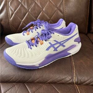ASICS Women’s Gel-Resolution 9 Tennis Shoes White/Amethyst Size 9
